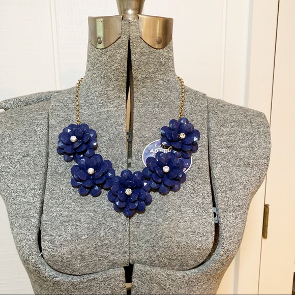 JCrew Navy Flower Statement Necklace - Picture 1 of 6